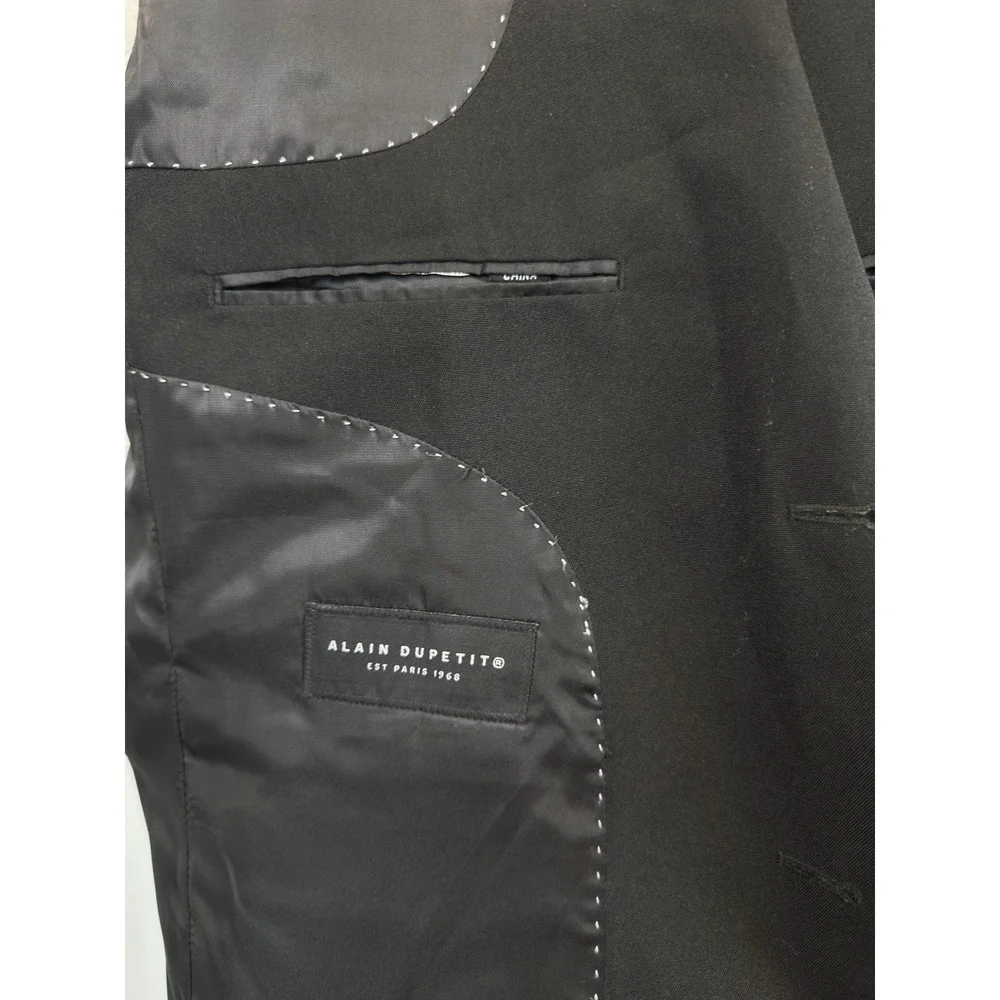 Alain Dupetit Blazer Mens 42R Black Suit Coat Jacket‎ Double Vented 2 Buttons